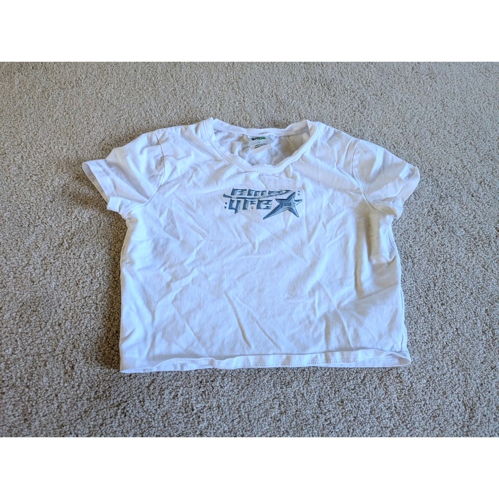 Women's Empyre White Graphic Tee Crop Top Large